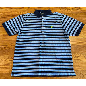 Masters Collection Golf Polo Shirt Mens Size L Blue Striped 100% Pima Cotton